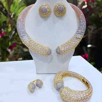 GODKI Luxusné Strany HAD 4PCS Nigérijský Šperky Set Pre Ženy, Svadobné Zirkón Indickej Afriky Svadobné Šperky Set 2018