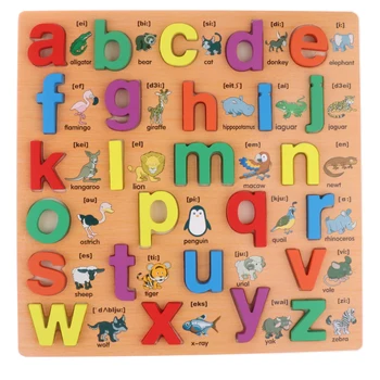Drevené Malé Písmená Bloky Puzzle Dosky Učenia Vývinové Hračka pre Deti, Batoľatá