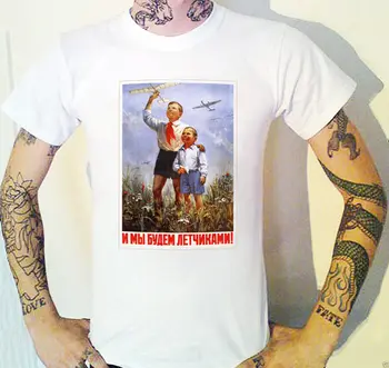 Letné Novú Značku Bavlna T-Shirt Vintage Sovietskej Propagandy Plagát T-Shirt Komunizmu, Červená Zssr Komunistickej U T Tričko