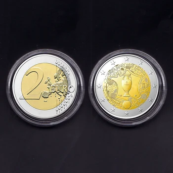 Francúzsko 2 Euro 2016 Futbal Hra Reálne Pravý Originál Mince Comemorative Mince Zbierku Vzácnych Unc mince 1pcs
