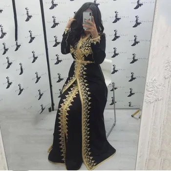 SoDigne Kaftane Morská víla Večerné Šaty Velvet Alžírskej Zvláštne príležitosti Šaty Čipky Appliques Moslimských Večer Party Šaty