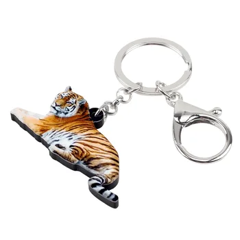 Bonsny Akryl Elegantné Jungle Tiger Kľúčenky Keychains Krúžky Voľne Žijúcich Zvierat Šperky Pre Ženy, Dievčatá Kabelke Peňaženku Prívesok Charms