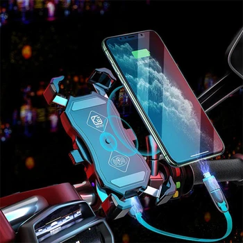 Motocykel 15W Bezdrôtový Telefón HolderPhone GPS Mount + 3.0 USB Nabíjací Stojan pre Vonkajšie Cestovanie Telefón Dodanie