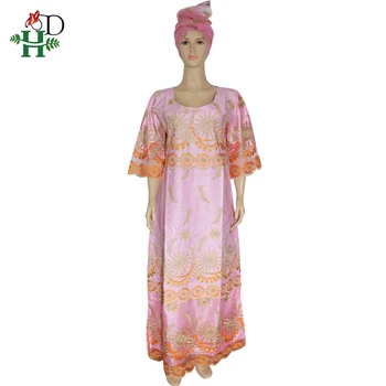 H&D plus veľkosť africkej ženy šaty výšivky dlhé šaty s headtie dashiki bazin šaty pre ženy afriky tradičné oblečenie
