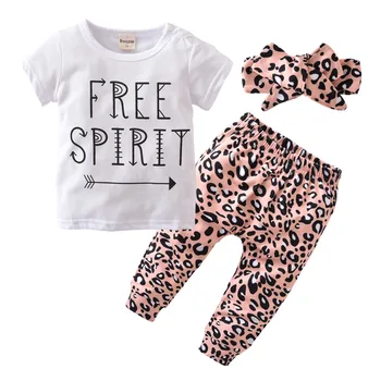 V lete roku 2020 Nové Dieťa Dievča Leopard Oblečenie, Módne T-tričko+Nohavice+hlavový most Deti Batoľa 3 Ks Vyhovovali Novorodenca Dievčatá Oblečenie