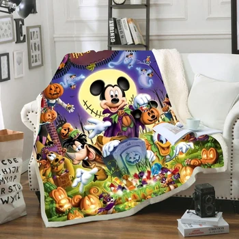 Halloween Cartoon Minnie Mickey Mouse Mäkké Hodiť Deka Sherpa Podklad Deti, Dievčatá, Chlapcov Vianočný Darček 150X200CM na Posteľ, Gauč