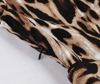 Ženy Leopard Tlač Bežné Jar Jeseň Šaty 2019 Vintage Štýl, Elegantné Ryby Riadok Lem Midi Šaty, Tuniky Swing Vestido