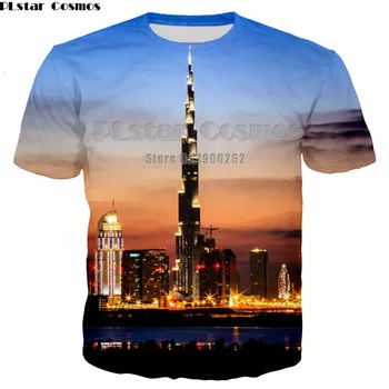 PLstar Vesmíru Dubaj Krajiny Vystupoval Architektúry Zábavné Tee Tričko 3D Print T Shirt Plus veľkosť S-5Xl drop shipping