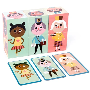 Detská hračka 6 ks Drevených predškolského 3D Puzzle Kocky Ealy Vzdelávania Vzdelávanie Montessori Drevené hračky pre Deti, darčeky