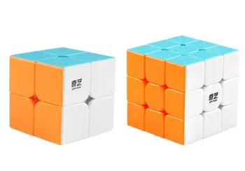 D-FantiX Qiyi Magic Cube Nastaviť Qidi s 2x2 Bojovník W 3x3 Stickerless Rýchlosť Kocka Zväzok 2x2 3x3 Vzdelávacie Puzzle, Hračky pre Dieťa Dospelých