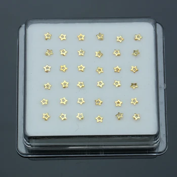 Nový dizajn 925 Sterling Silver Star nos stud zlato piercing nosa pin piercing šperkov