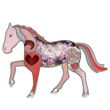 Bonsny Zliatiny Smalt Kvetinový Farebné Kôň Brošne Oblečenie Šatku Pin Anime Zvierat Šperky Ženy Dievča Teen Darček 2019 Nové Módne