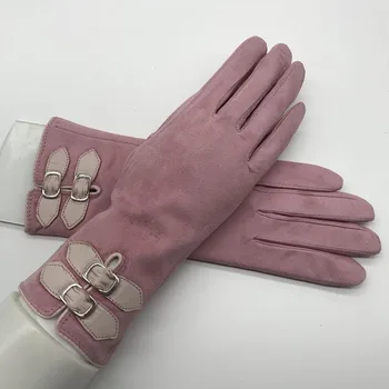 Rukavice 2020 nové ovčej semiš ružové dámske kožené módne zimné rukavice teplé doprava zadarmo vodičský kožené pohodlné high-sk