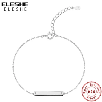 ELESHE 925 Sterling Silver Engravable Bar Náramok Osobné Vlastné Meno Kúzlo Náramky pre Ženy Reťaz Prepojenie Šperky Darček