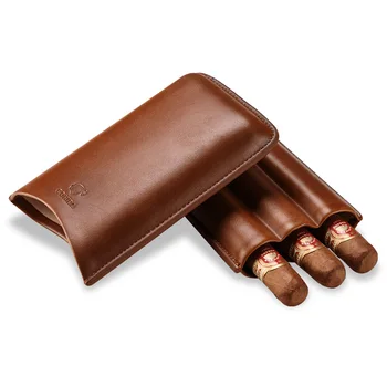 COHIBA Gadgets Hnedé Kožené Cigaru Prípade Držiteľ Prípade 3 Trubice Cestovné Cigaru Prípade Humidor darčeka CF-0402