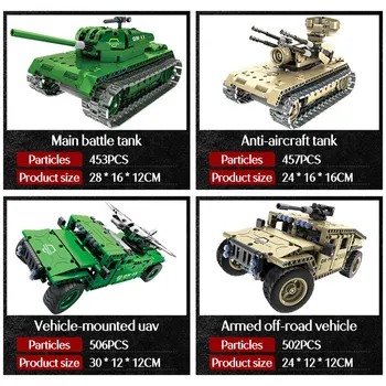 Technic RC Ovládanie Uav Cestnej Bojový Tank Vozidla Budovy Blcoks Kompatibilné SWAT WW2 Vojny Vojenskej Zbrane Tehly Deti Hračky pre Chlapcov