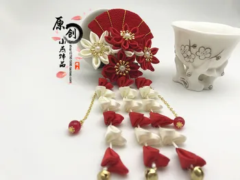 Ručné Vlásenky Japonské tradičné Cosplay Príslušenstvo Sakura Strapec Bell Vlasy klip Kimono Hanfu Ženy Lolita Headdress 5 Farieb