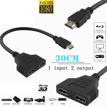 UGI 1080P kompatibilný s HDMI Splitter 1 Vstup 2 Výstup Mužov a 2 Ženy kábel Kábel Adaptéra Prevodník 3D 30 cm Na monitor PC, Xbox360, PS3