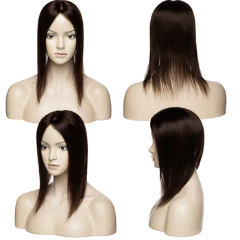 SEGO 15x16cm Ľudské Vlasy Vňaťou Parochňu Pre Ženy, Priedušné, Hodvábne Základňa S 5 Clip In Vlasy Toupee Non-Remy Hairpiece Prirodzené Farby