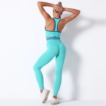 Bezšvové pletené bra set sexi hip fitness nohavice fitness beží športová podprsenka ženy