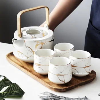 Mramor série čaj nastaviť Nordic keramický hrnček kávy hrnček čaju nastaviť rodiny raňajky pohár mlieka tanier s vekom, popoludňajší čaj riad