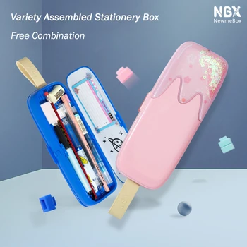 NBX Quicksand Študentov Papiernictvo Box DIY Zmontované peračník je Roztomilý Multifunkčný Veľkú Kapacitu, puzdrá Kawaii Pre Dievčatá