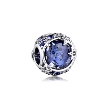 Celestial Blue Šumivé Hviezdy Kúzlo Hodí Pôvodné Had Reťazca Náramky Pre Ženy DIY Mincový Striebro Šperky 2020 Zimné Korálky