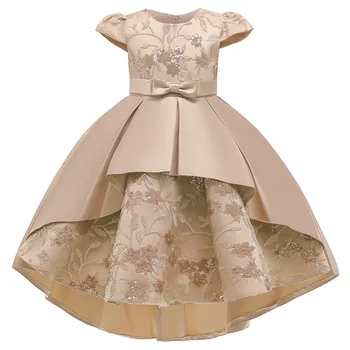 Deti Oblečenie 2020 Nové Vyšívané Chvost Šaty Lietania Rukáv Luk Princezná Šaty Narodeniny Večerné Šaty Dievčatá Smoking Mini Šaty