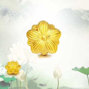 1pcs 999 Hot Predaj Čistá 24K Žlté Zlato Ideálny Lotus Žena &Baby to Šťastie DIY Prívesok 12*8 mm