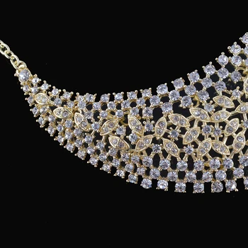 India Štýl Luxusné ženy, Svadobné Šperky Nastaviť Crystal Drahokamu náhrdelníky náušnice nastaviť Svadobné Party Príslušenstvo Šperky