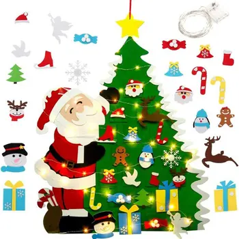 Urob si sám Cítil Vianočný Stromček Nastaviť Vianočné Dekorácie Stene Visí Detí Darčeky Party Dekorácie Dodávky