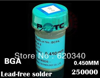 Doprava zadarmo PMTC 0.45 mm Veľké fľaše BGA bezolovnaté Spájky Gule 250K BGA Prepracovať Reballing Spájky Loptu TS 16949 certifikácia