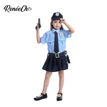 Carnaval Kostým Pre Deti Na Halloween Kostým Pre Dieťa Dievčatá Policajnej Uniforme Kostým Modrý Policajný Dôstojník, Cosplay Nastaviť Cop Cosplay