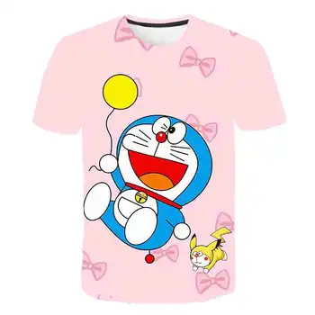 2020 Roztomilý 3D Doraemon tlačiť T-Shirt Deti Jeden kus Detská Letná Kawaii Cartoon Dievča, Chlapec Oblečenie Japonskom Anime bežné Topy & Tees