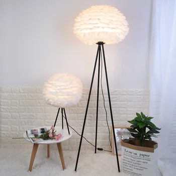 LED poschodí lampa moderného statív biele pierko poschodí lampa obývacia izba lampa na čítanie posteli poschodí lampa stojaca lampa E27 žiarovka, žiarivka