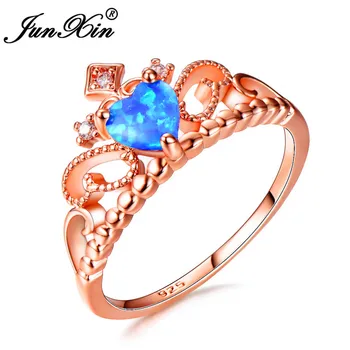JUNXIN Blue/Purple/Biele Fire Opal Módne Luxusné Nové Módne Doplnky Rose Gold Prst Prstene Pre Ženy Zapojenie Šperky