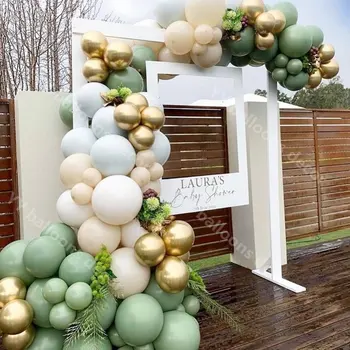 Balón Garland Arch Auta DIY Retro Zelenú Pokožku Macaroon Biele Svadobné Party Balóny Pozadie Narodeniny Dieťa Sprcha Party Decor