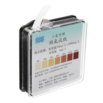 Chlór Test Paper Roll Rozsah 50-2000 ppm w/ Color Chart Sanitizer Skúšania Pevnosti 4m 15 Sekúnd Rýchly Test