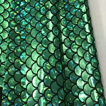 150*50 cm zelená Iskrivý Rozsahu Morská víla Textílie Hologram Spandex 2 Way Stretch tkaniny pre sukne chvost plavky fáze cosplay kostým