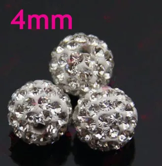 Doprava zadarmo 4 mm 100ks/Veľa bielej Nové Micro Pave Disco Ball Crystal Crystal perličiek na náramok, náhrdelník gdf2