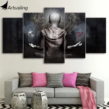 Artsailing HD Vytlačené 5 kus Plátno, Vytlačí Abstraktné obrazy Budhu pre obývacej izbe na stenu s kompozíciu-1921A