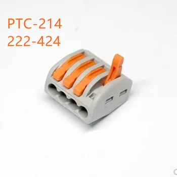 50pcs PCT-214 222-414 Univerzálny Kompaktný Wire Zapojenie Konektory Konektor 4 Pin vodič svorkovnica s páky fit