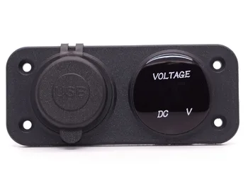 12V/24V Dual USB Zelená LED Digitálny Displej Voltmeter Zásuvka pre Loď Vozidla Auto Cigaretový Zapaľovač Nabíjacie Napätie Meter Tester