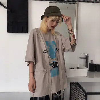 Ženy Nadrozmerné T Shirt Harajuku 2020 Lete Tlač-Krátke Rukávy T-shirt Long Módne Voľné Streetwear Topy pre Ženy