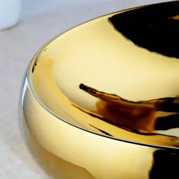 KEMAIDI Zlaté Kúpeľňa Keramické Umývadlo Umývadlo Zlaté Á Pevné Brass Batérie, Ťuknite na položku Nastaviť Misy Plavidla Umývadlo Umývadlo W/ Pop Mozgov