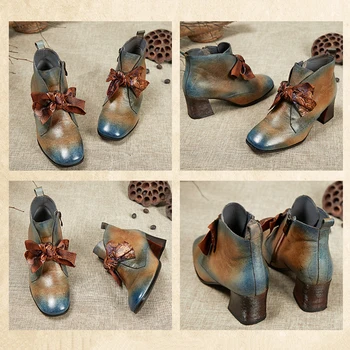 Luxusné Originálne Kožené Členkové Topánky pre Ženy Vysokým Podpätkom Elegantné Dámy Topánky Dizajnér Vintage dámske Topánky botas mujer 2020