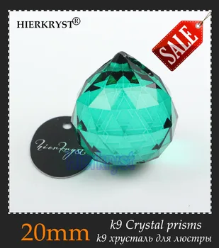 HIERKYST 20 mm Diera Green Crystal Ball Suncatcher Hranoly Prívesky pre Lustre Častí Lampy Rainbow Visí Drop 10 ks #2048-8D