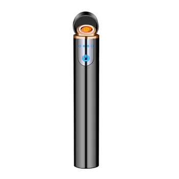 Nový Snímač Dotykový Displej USB nabíjanie ľahšie vetru tvorivé elektronické volfrámu ľahšie Darček Filter cigarety držiteľ