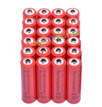 24x AA 3000mAh 2A 1.2 V Ni-MH Červená Nabíjateľná Batéria Bunka pre MP3 RC Hračky