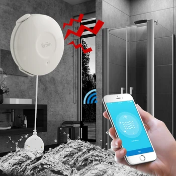 Tuya WiFi Únik Vody Snímač Smart Home Detektor Smartlife APP Oznámenia Upozornenia Vody Povodňovej Úniku Alarm Home Security
